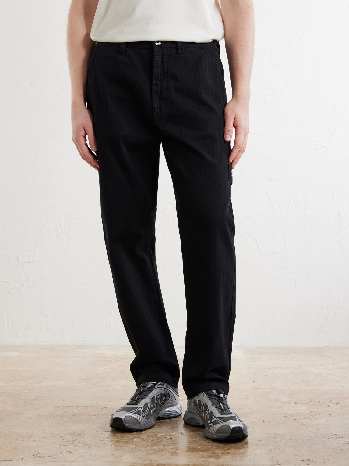 Straight-Leg Dence Cotton-Tc Trousers