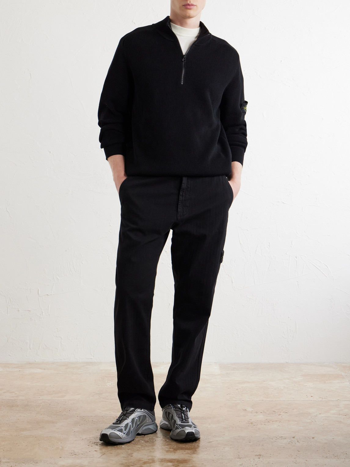 Straight-Leg Dence Cotton-Tc Trousers