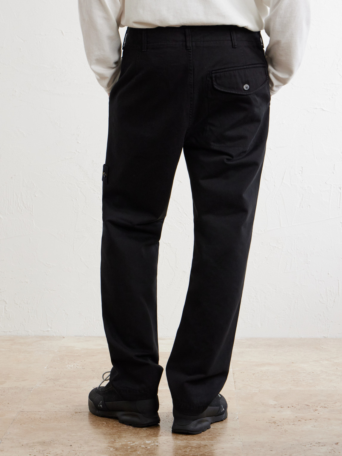 Straight-Leg Herringbone Cotton Trousers