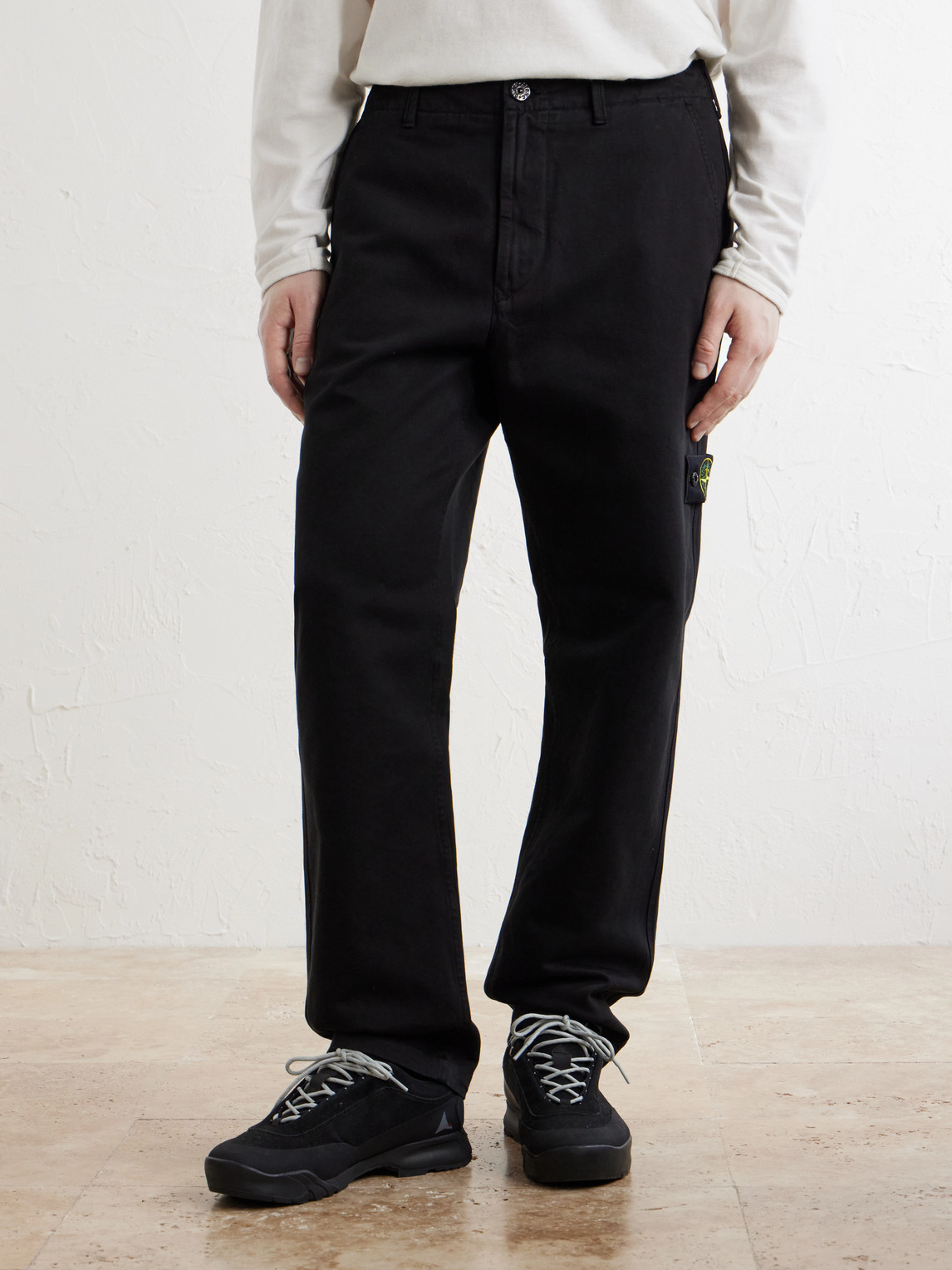 Straight-Leg Herringbone Cotton Trousers