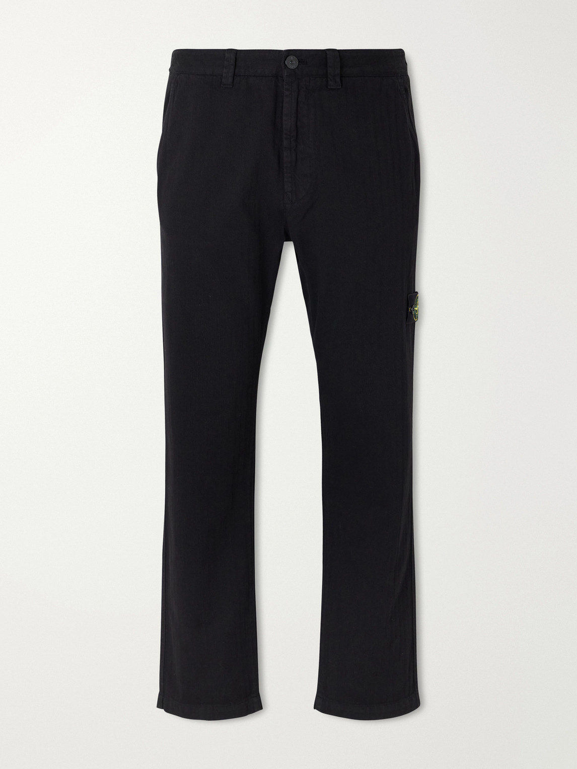 Straight-Leg Herringbone Cotton Trousers