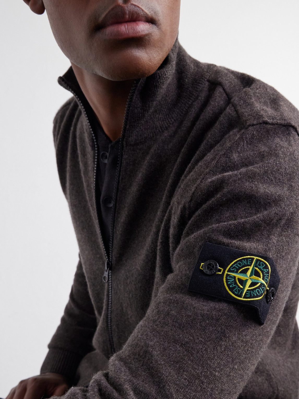 Virgin Wool Zip-Up Cardigan