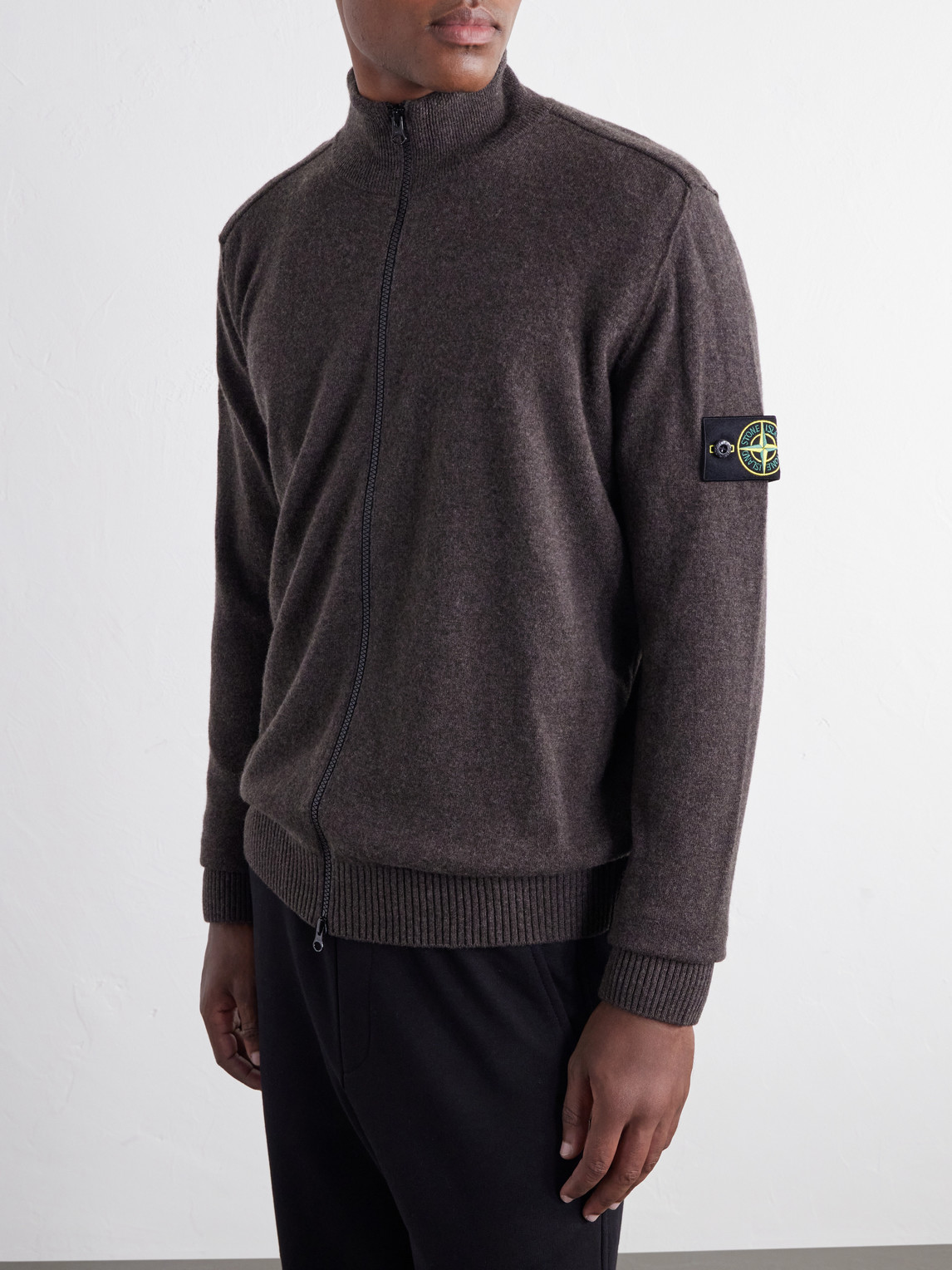 Virgin Wool Zip-Up Cardigan