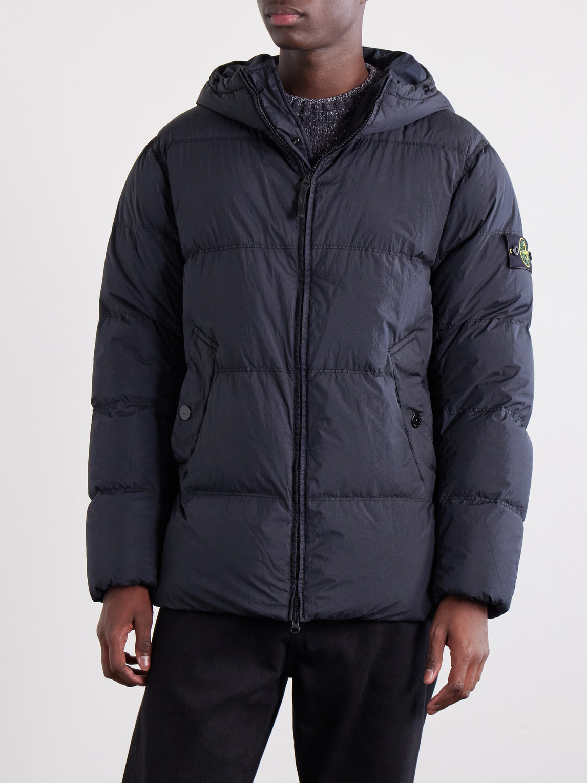 Hooded Garment-Dyed Crinkle Reps Ny Shell Down Jacket