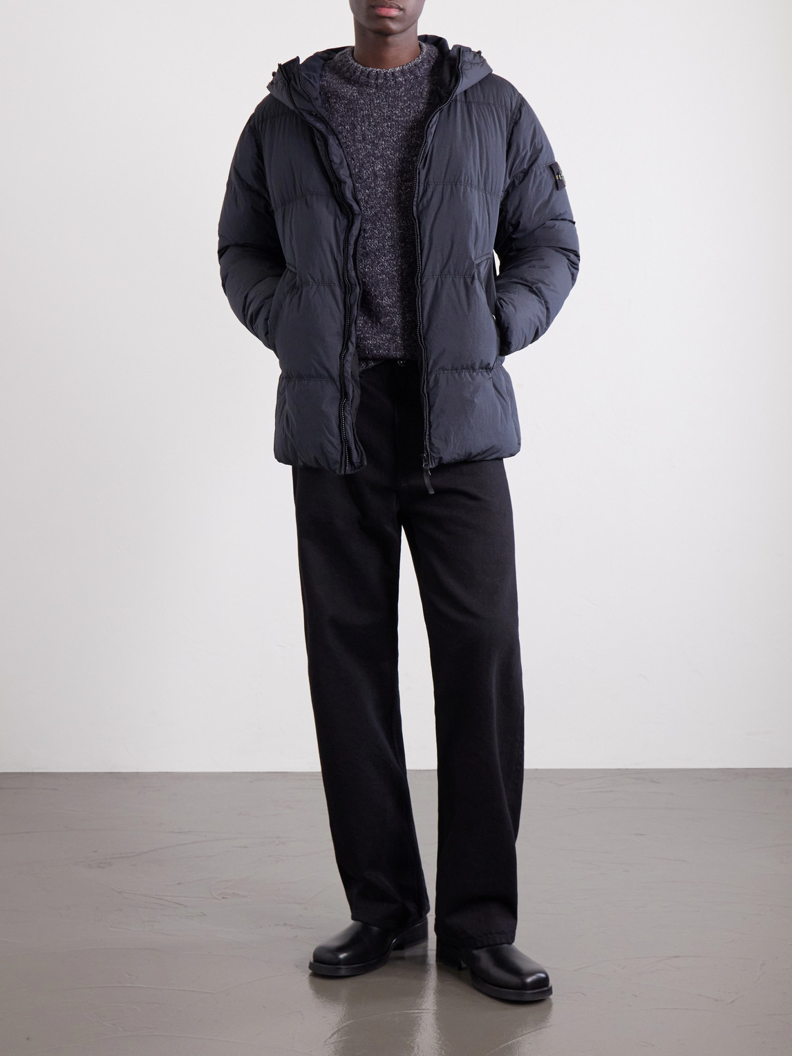 Hooded Garment-Dyed Crinkle Reps Ny Shell Down Jacket