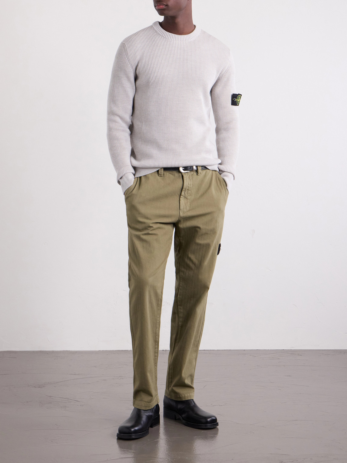 Straight-Leg Herringbone Cotton Trousers