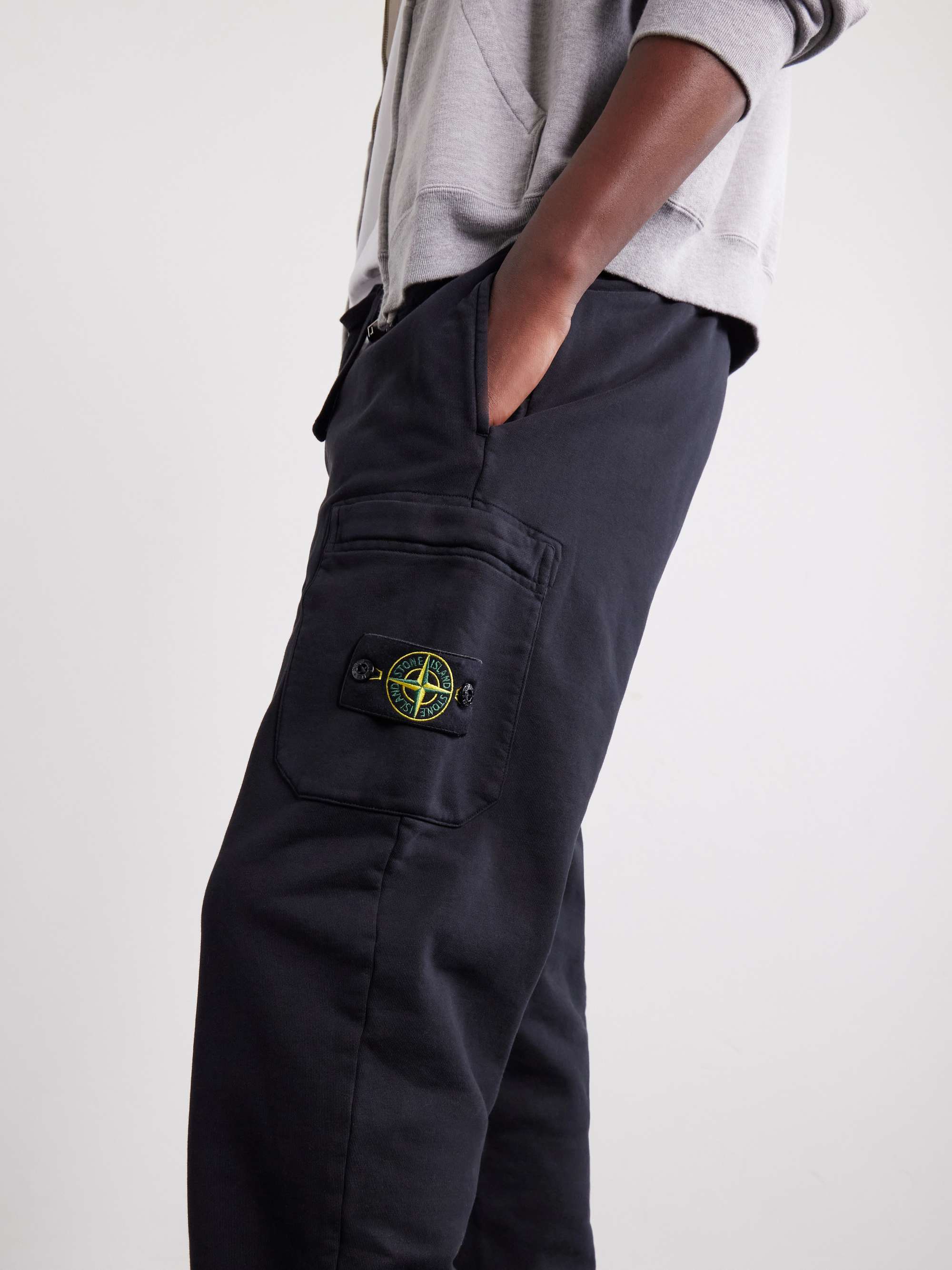 STONE ISLAND Straight-Leg Garment-Dyed Cotton-Fleece Sweatpants