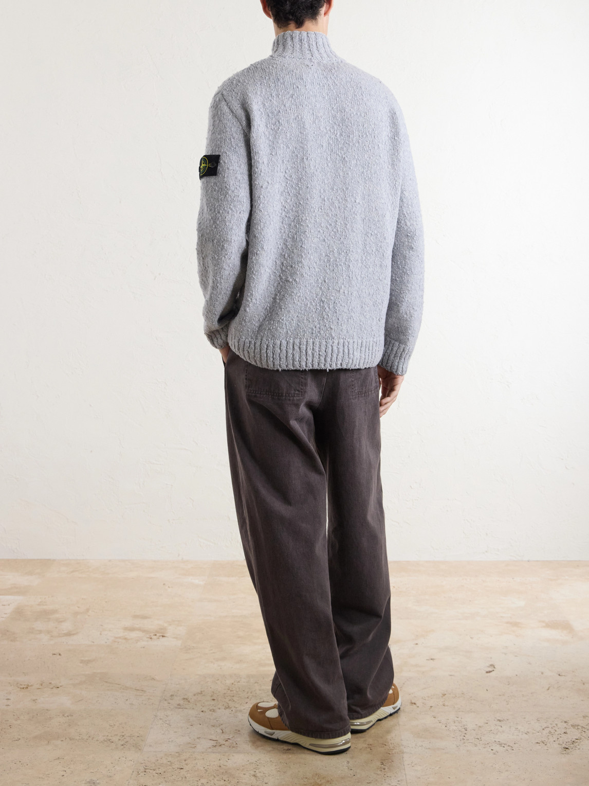 Speckled Wool And Nylon-Blend Half-Zip Sweater