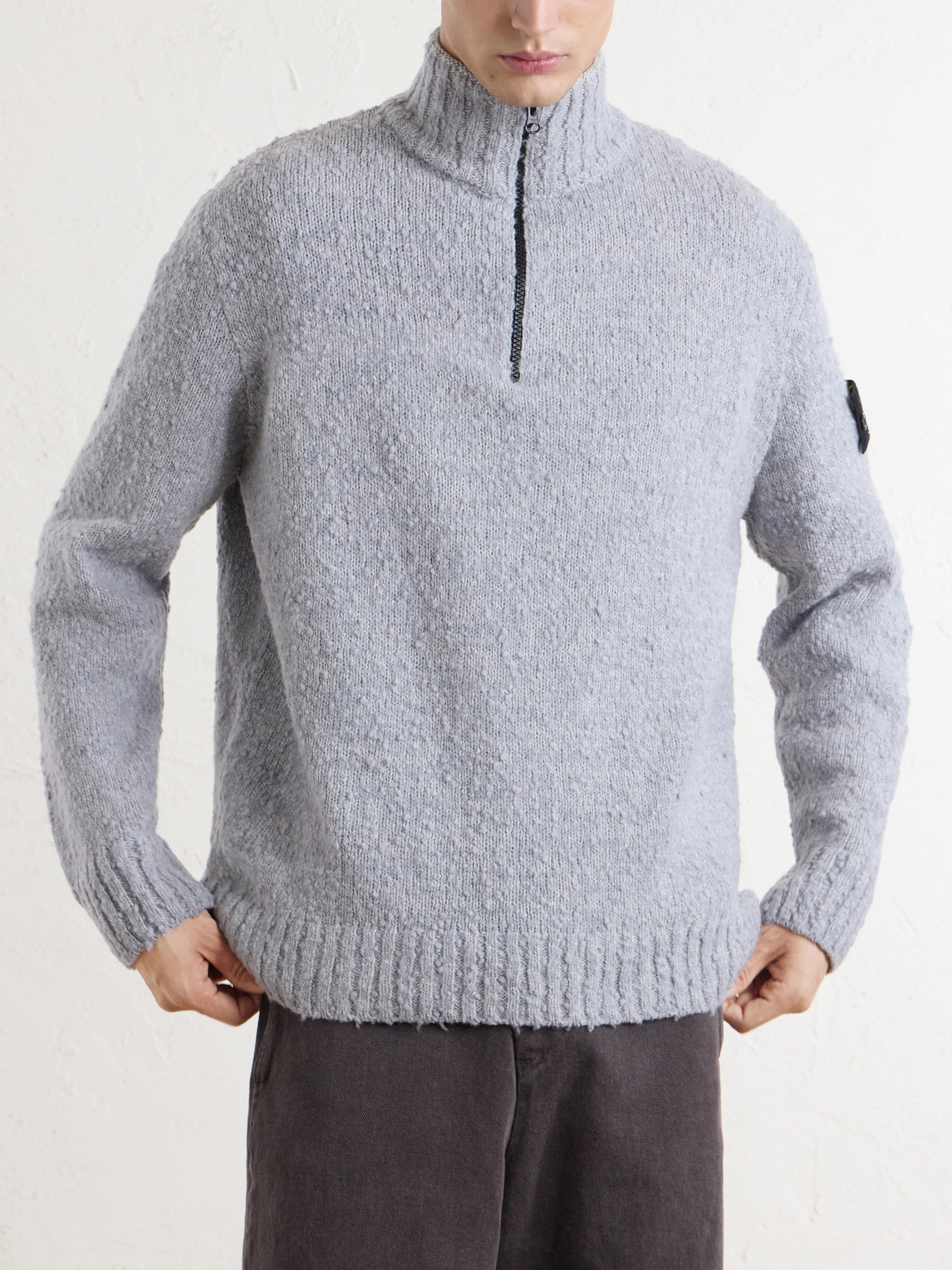 Speckled Wool And Nylon-Blend Half-Zip Sweater