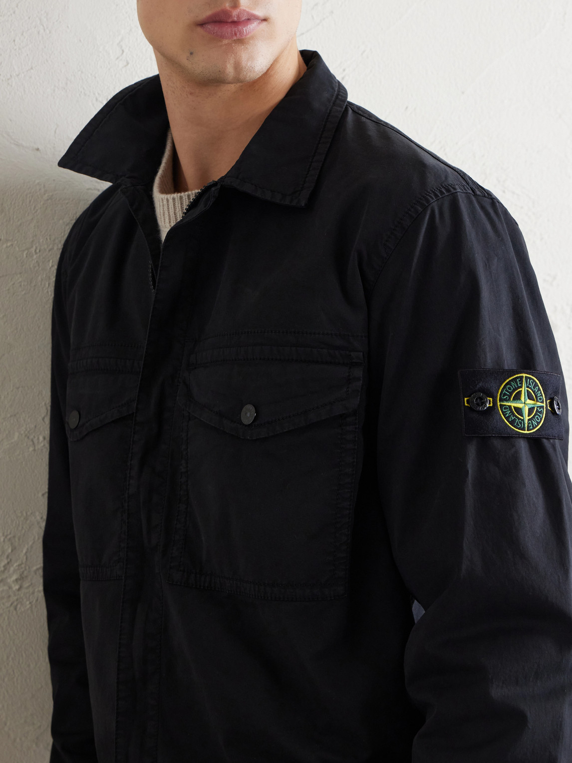 Garment-Dyed Organic Stretch Cotton-Twill Overshirt