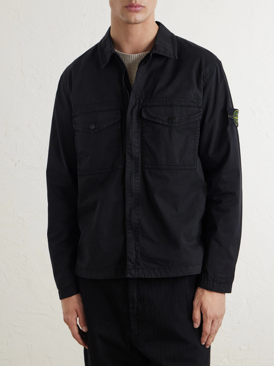 Garment-Dyed Organic Stretch Cotton-Twill Overshirt