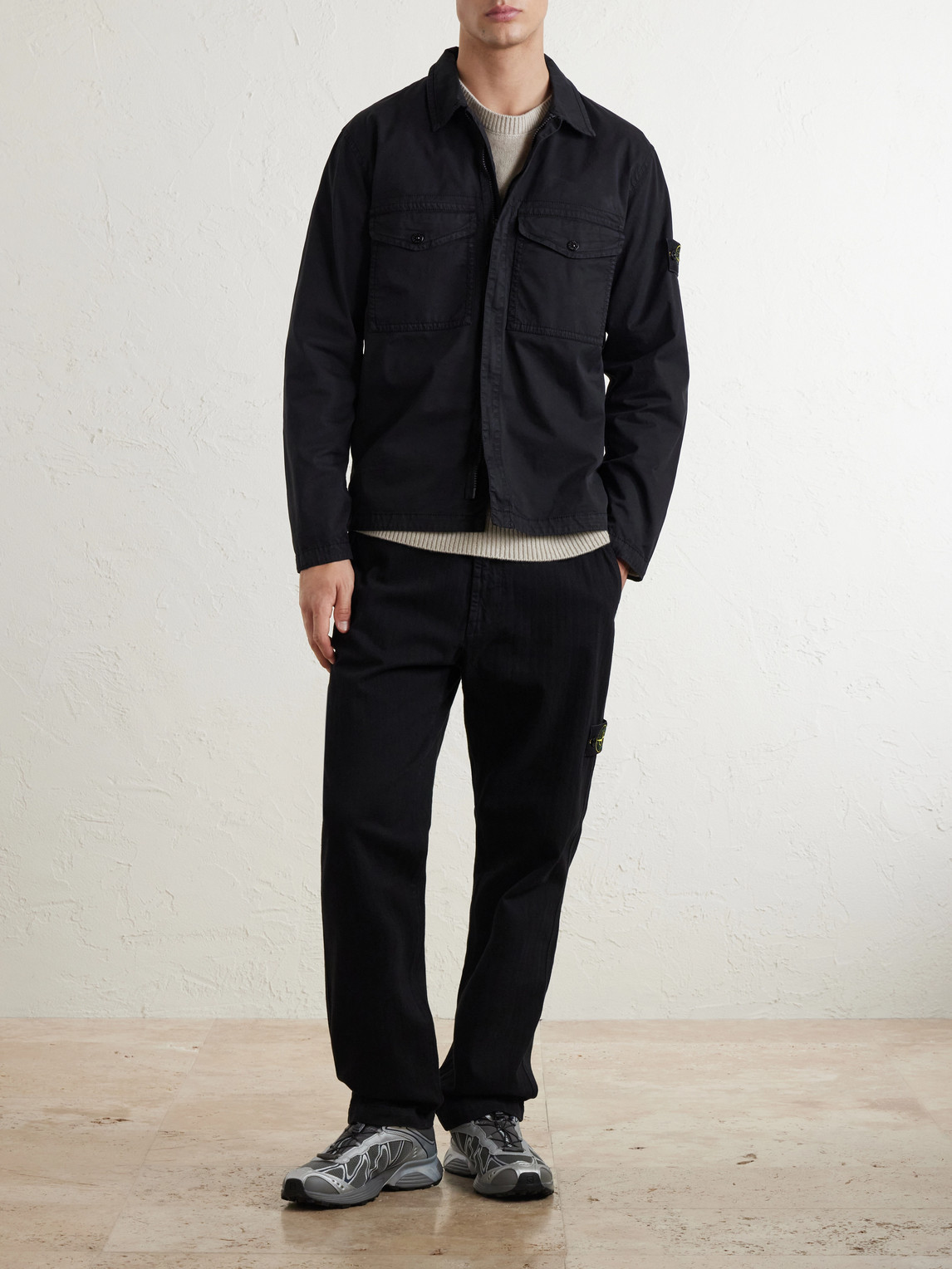 Garment-Dyed Organic Stretch Cotton-Twill Overshirt