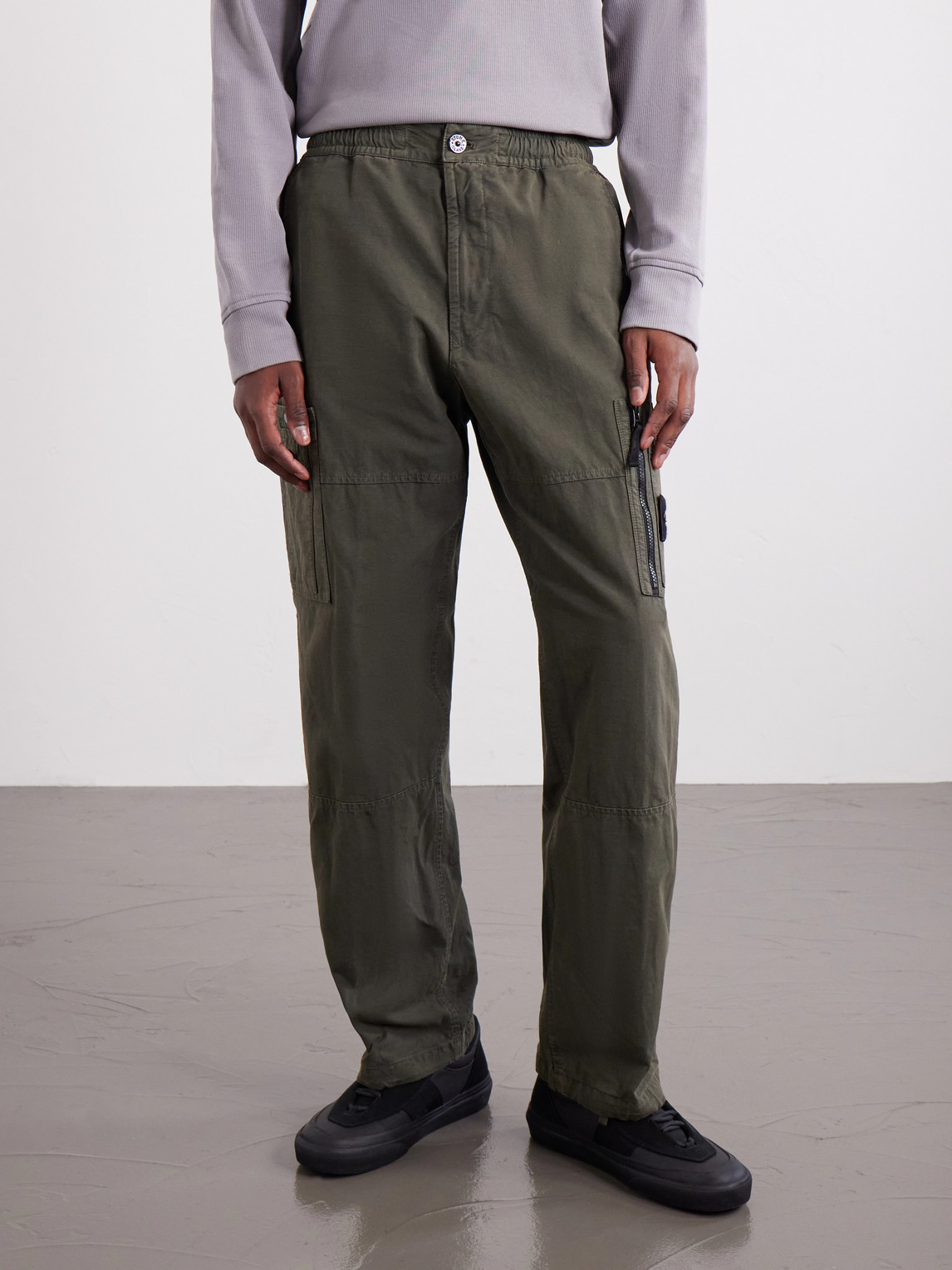 Wide-Leg Organic Cotton-Ripstop Cargo Trousers