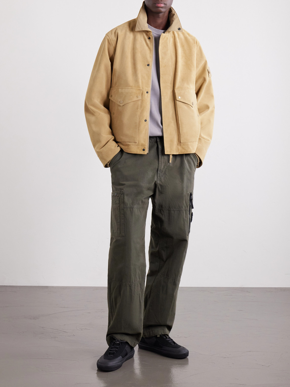 Wide-Leg Organic Cotton-Ripstop Cargo Trousers