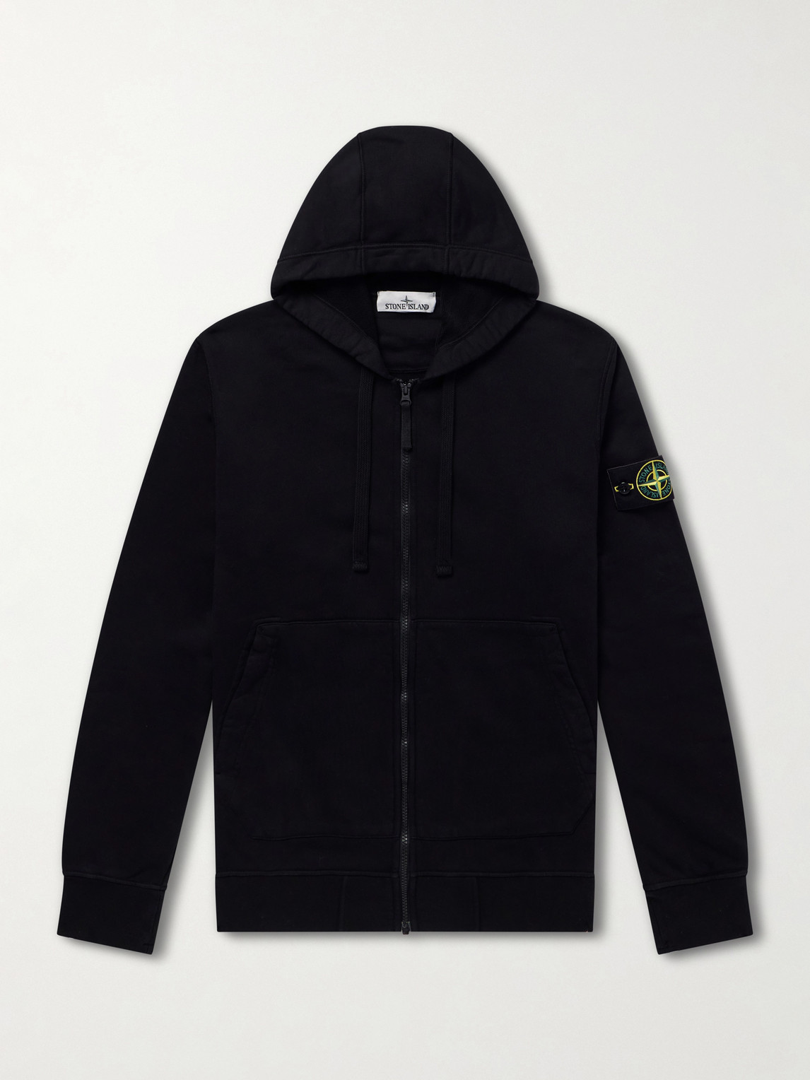 Garment-Dyed Organic Cotton-Fleece Zip-Up Hoodie