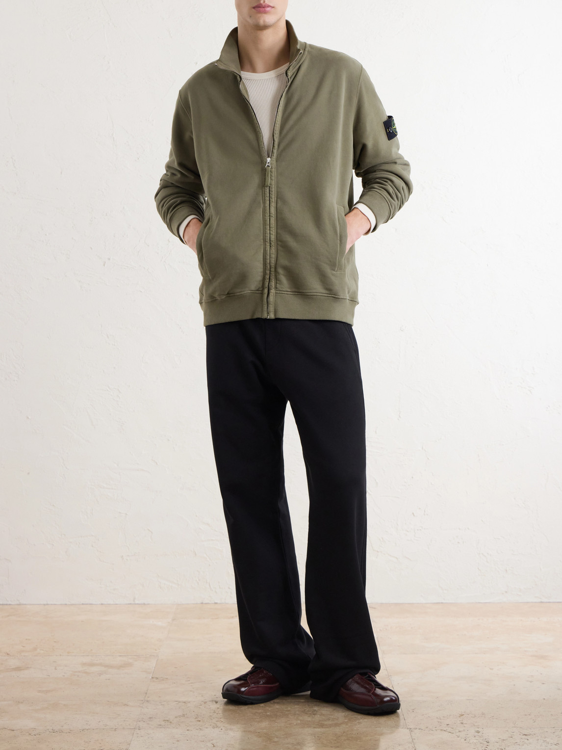Cotton-Jersey Zip-Up Sweater