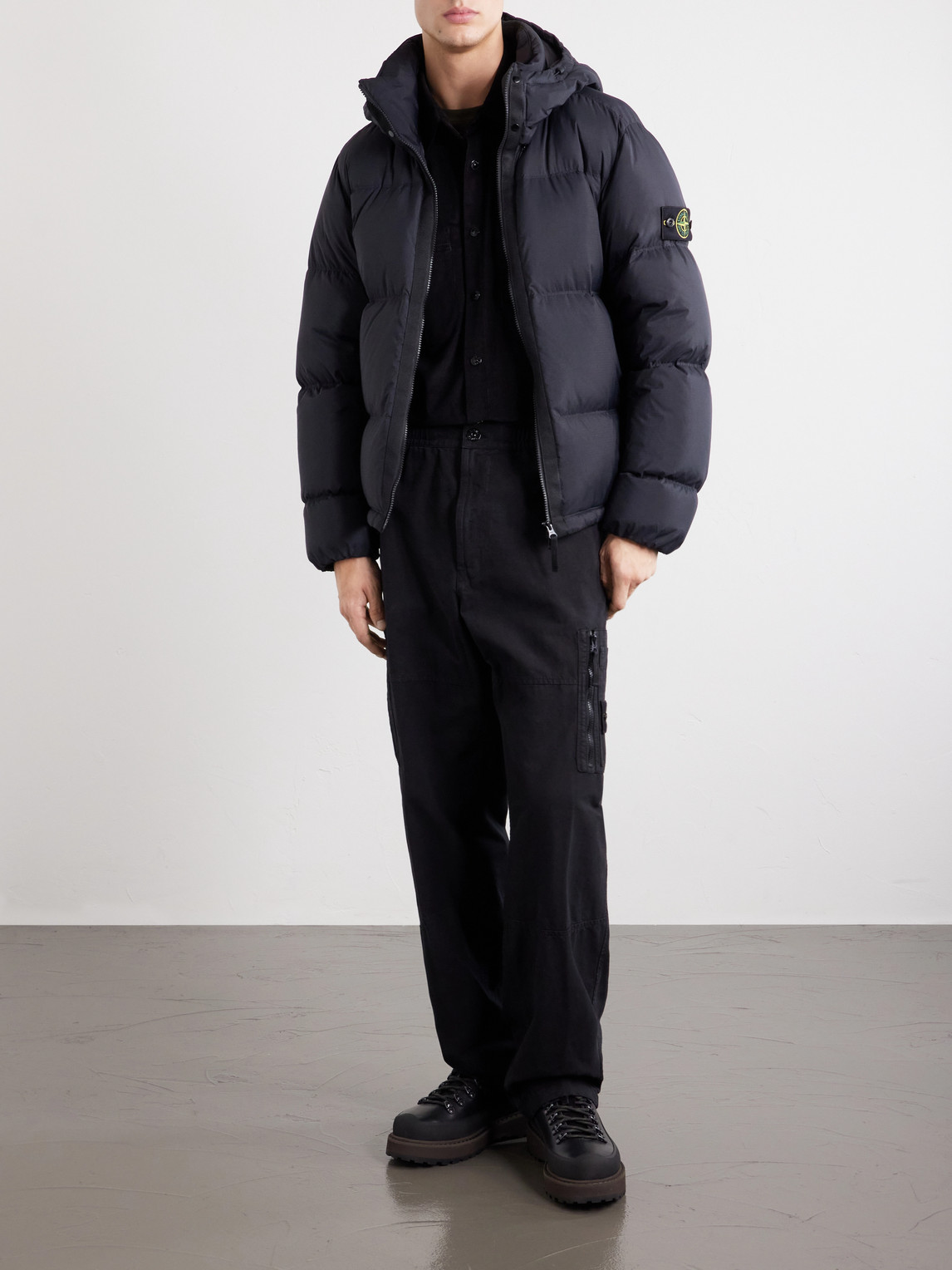 Padded Quilted Ripstop Cordura® Advanced Fabrics Hooded Down Jacket