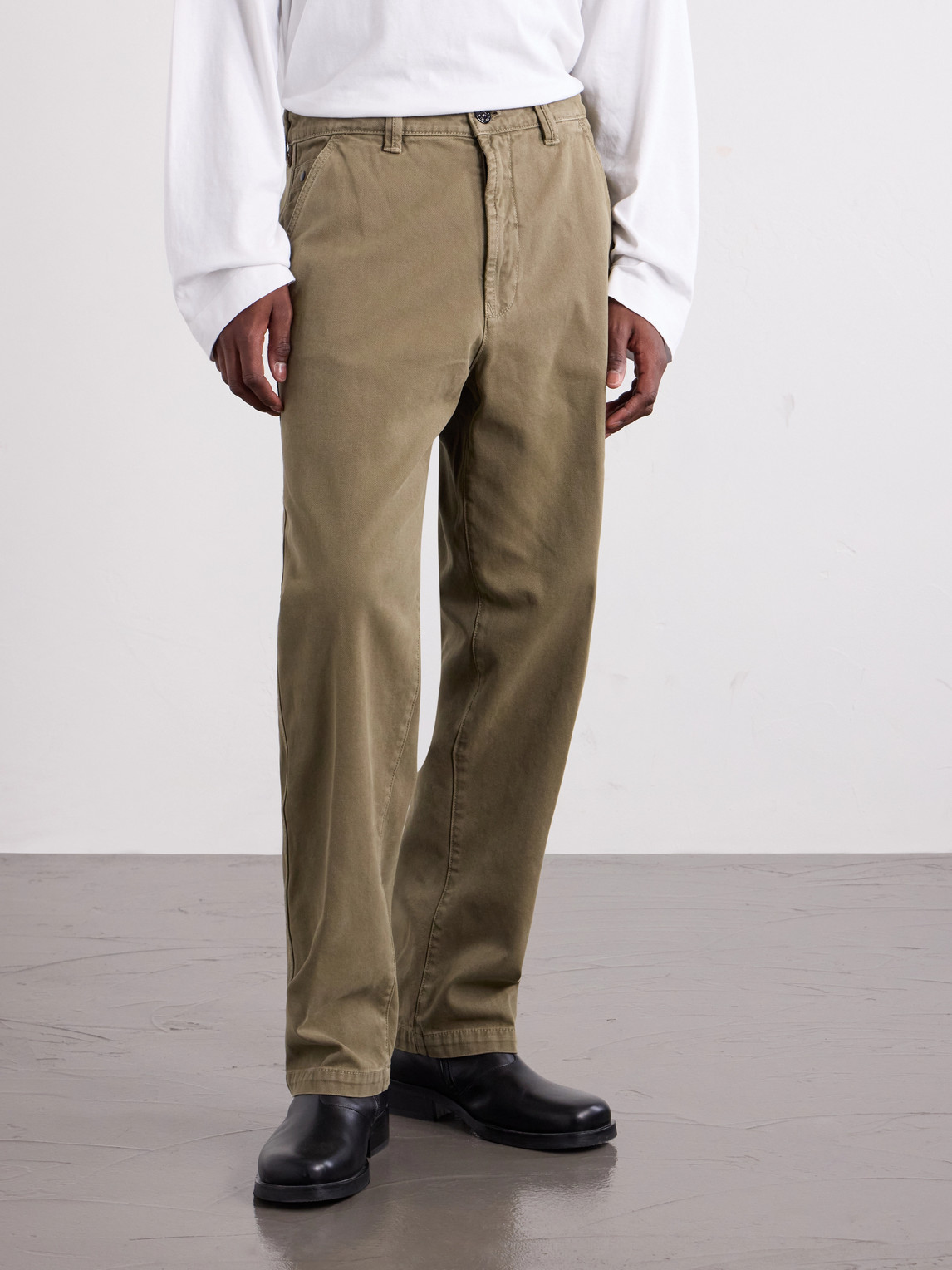 Straight-Leg Old-Effect Garment-Dyed Organic Panama Cotton Trousers