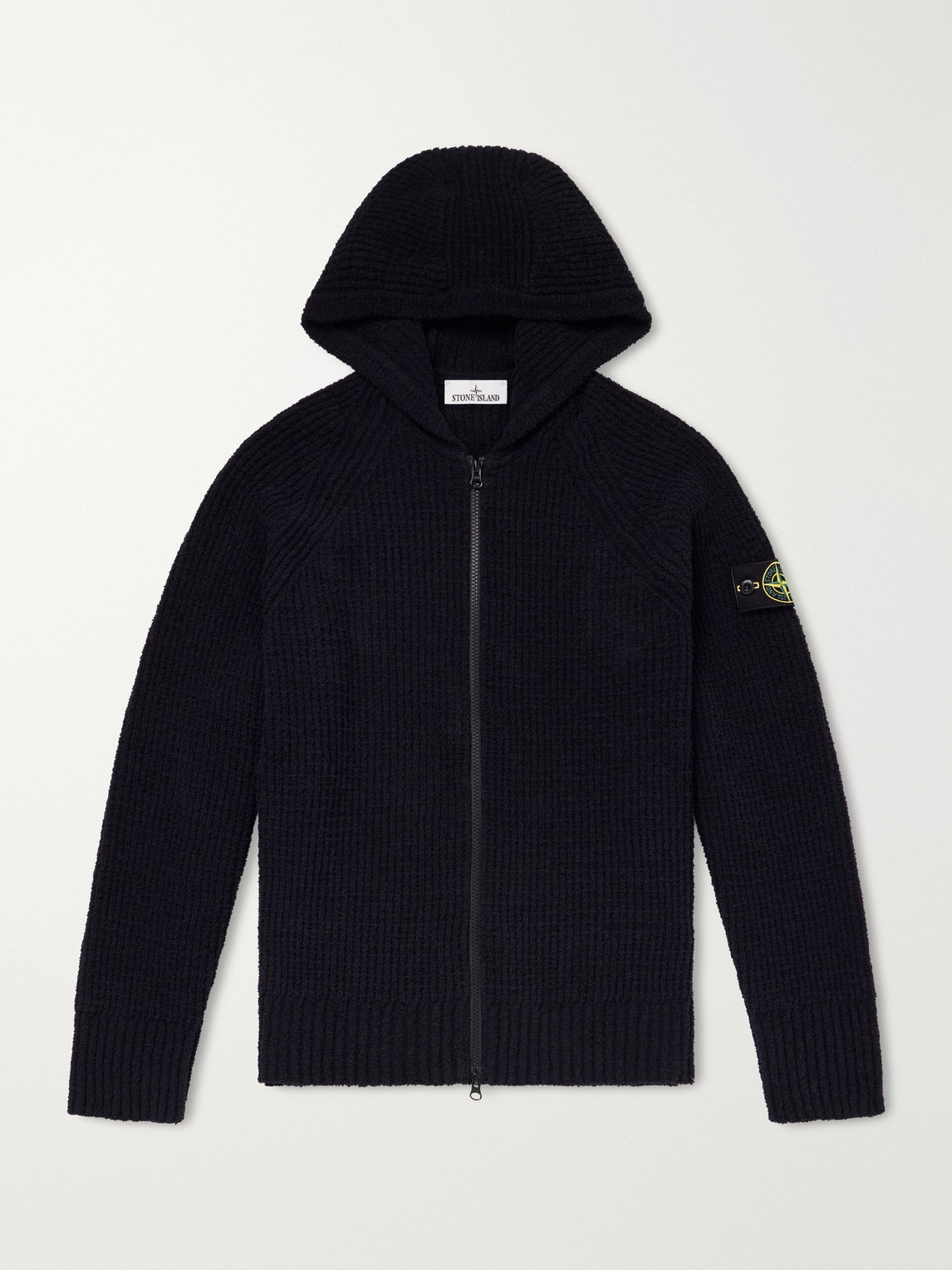 Ribbed Cotton-Blend Bouclé Zip-Up Hoodie