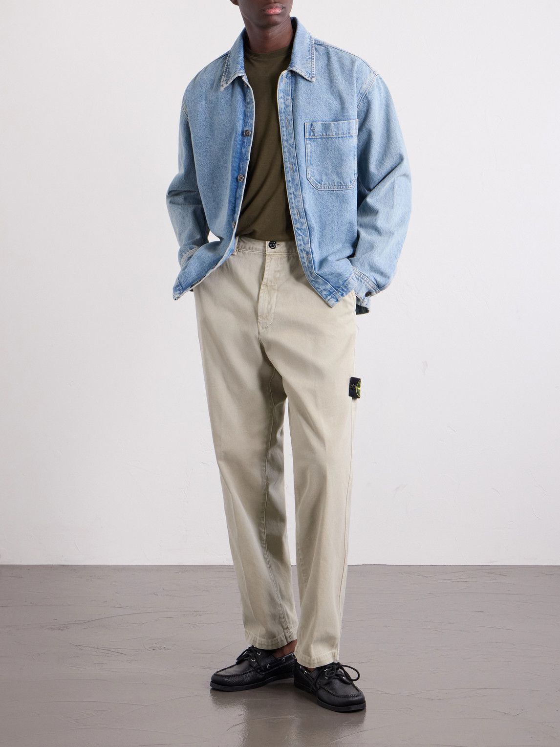 Straight-Leg Garment-Dyed Cotton Trousers