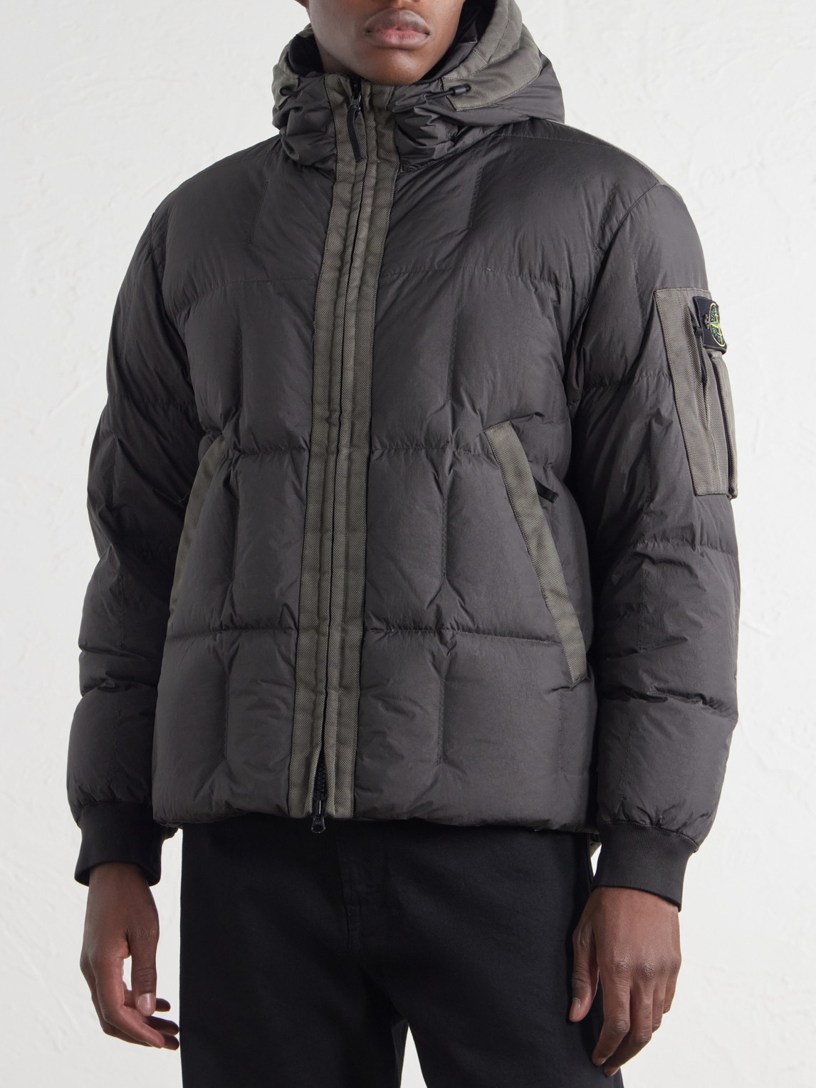 Padded Quilted Garment-Dyed Crinkle Reps Ny Shell Down Jacket