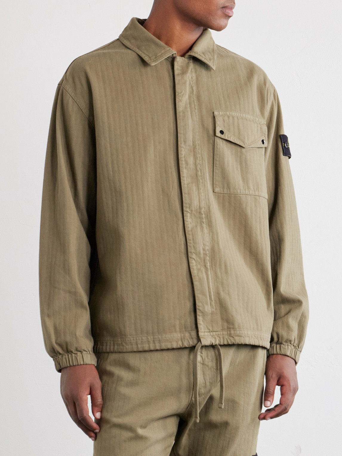 Garment-Dyed Herringbone Cotton Shirt