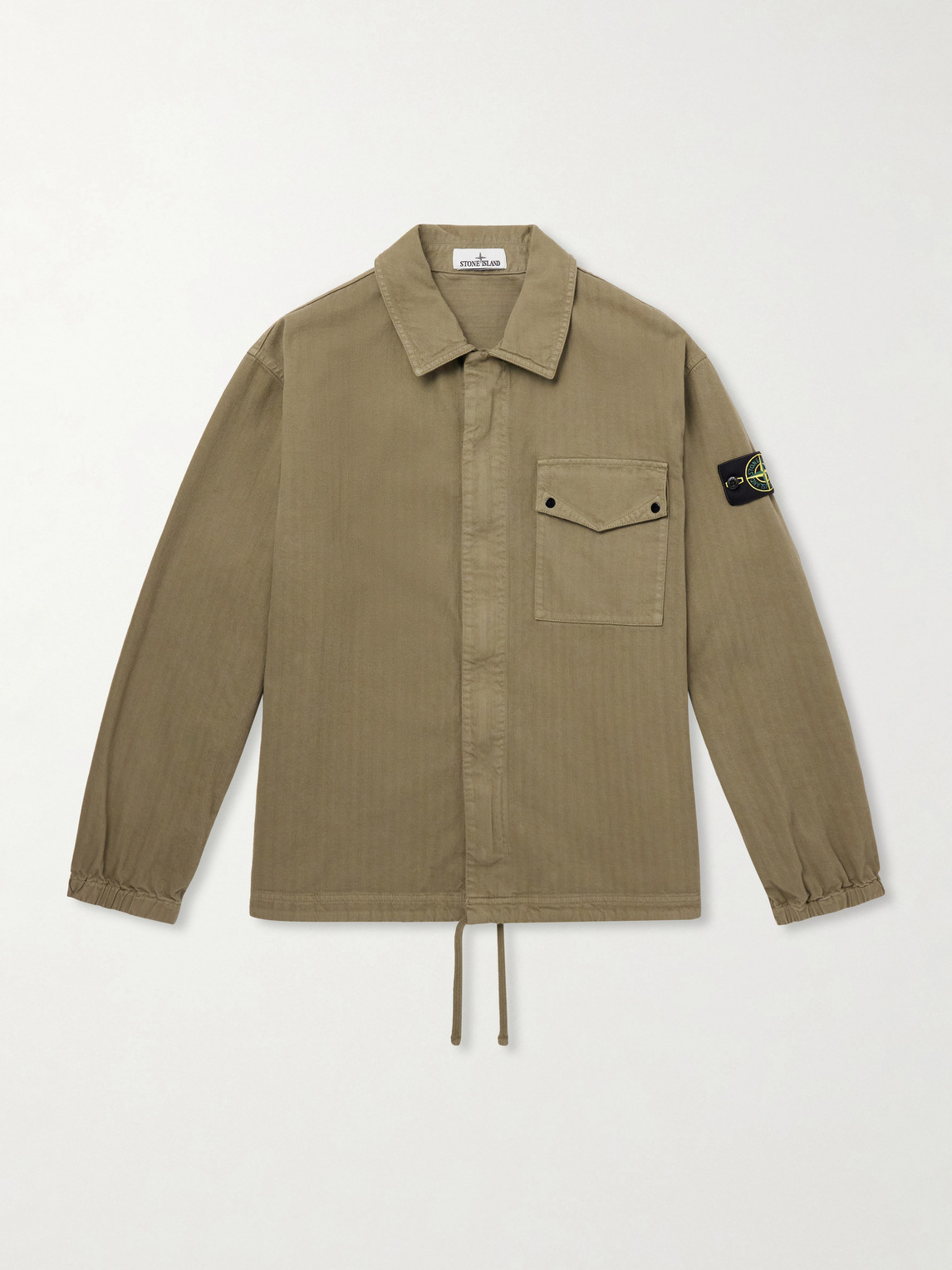 Garment-Dyed Herringbone Cotton Shirt