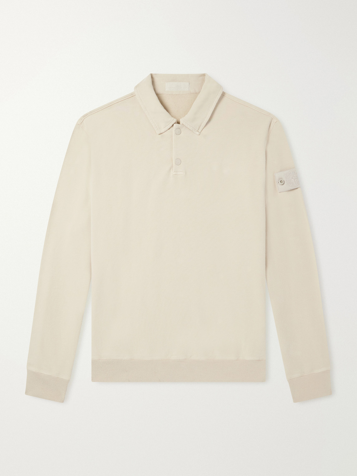 Ghost Garment-Dyed Stretch Cotton-Fleece Polo Shirt