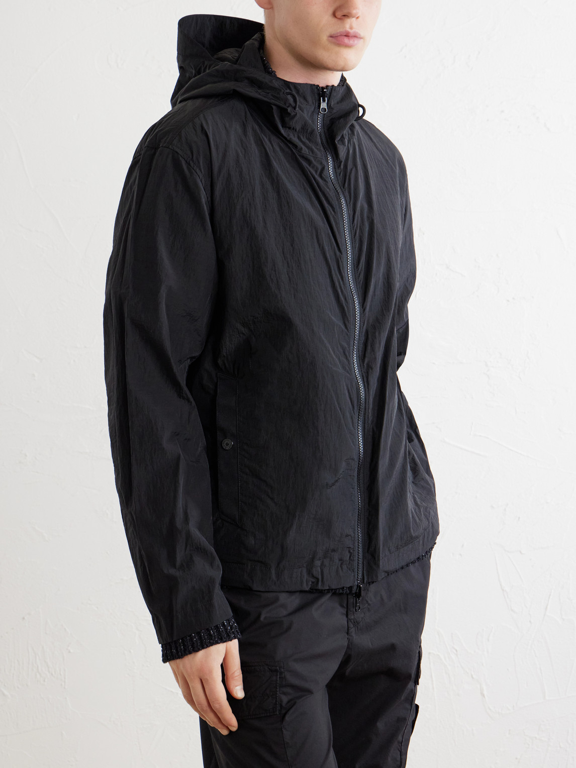 Reversible Brushed Cotton And Nylon-Raffia Jacket