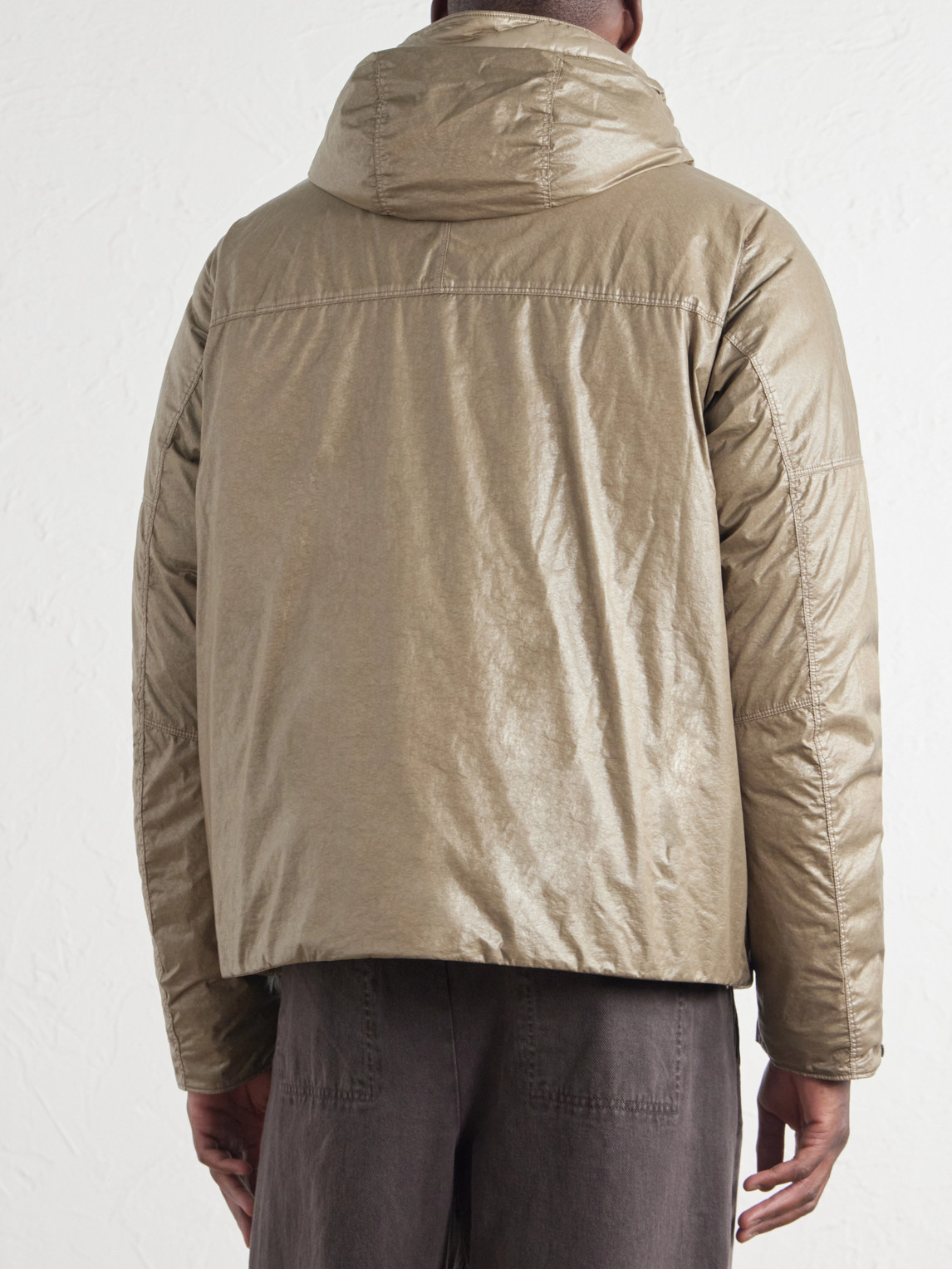 Padded Garment-Dyed Light Nylon 3L-Tc Hooded Down Jacket