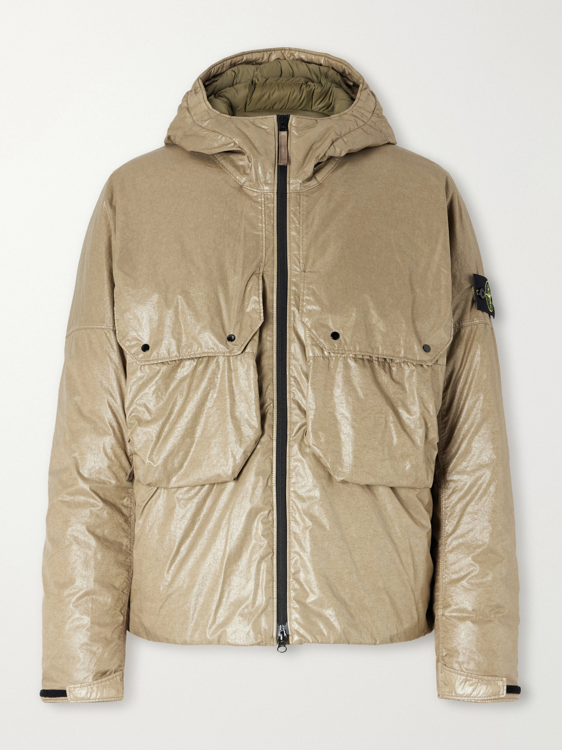 Padded Garment-Dyed Light Nylon 3L-Tc Hooded Down Jacket