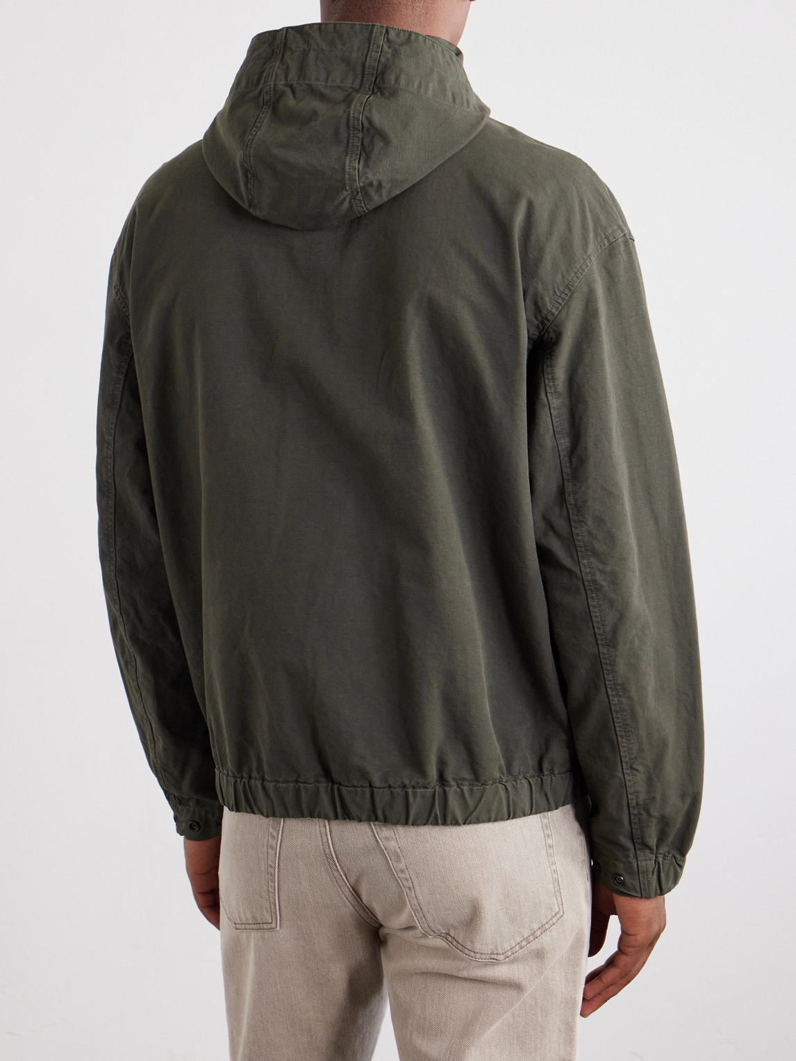 Garment-Dyed Organic Cotton Ripstop Hooded Jacket