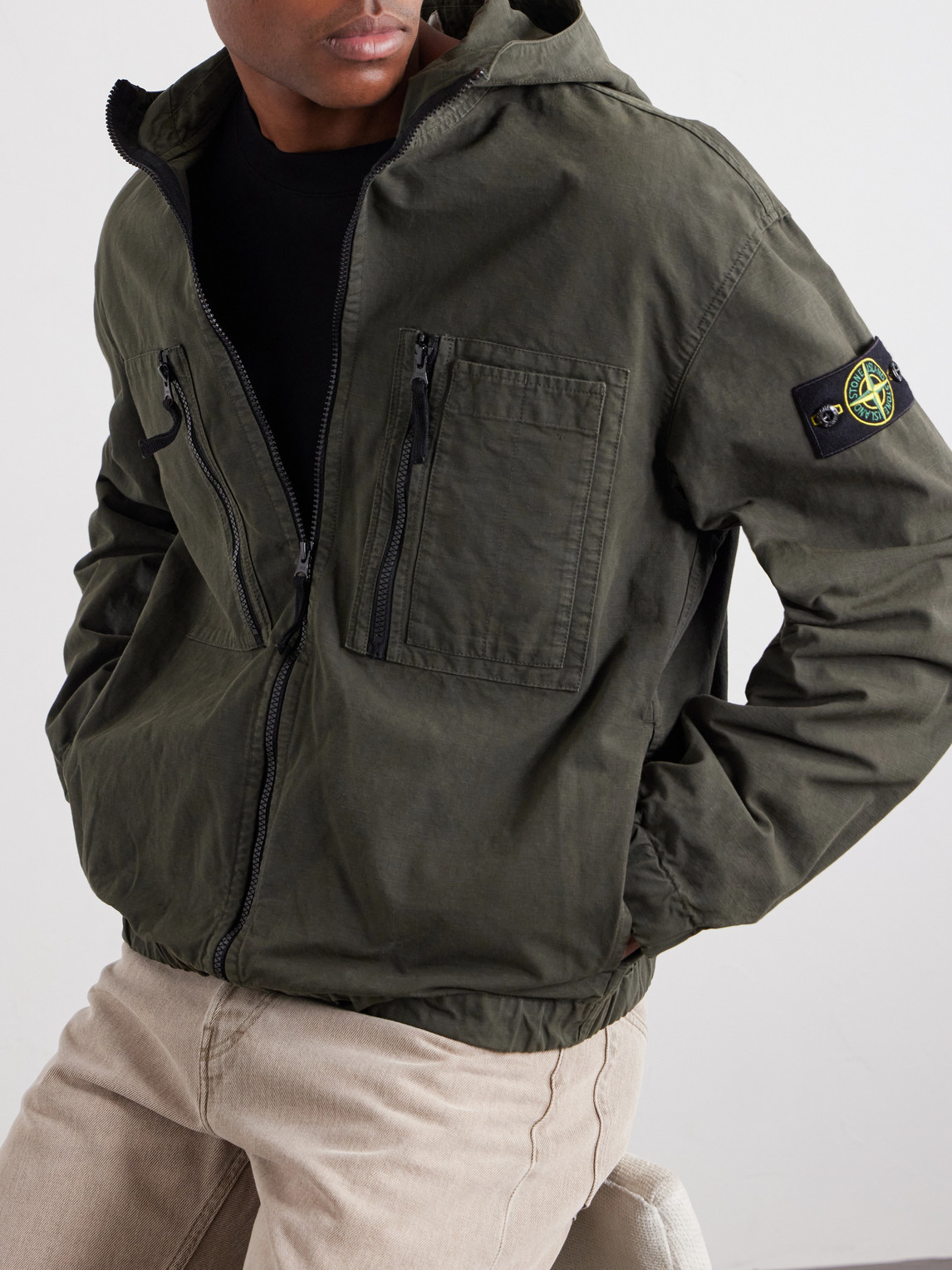 Garment-Dyed Organic Cotton Ripstop Hooded Jacket