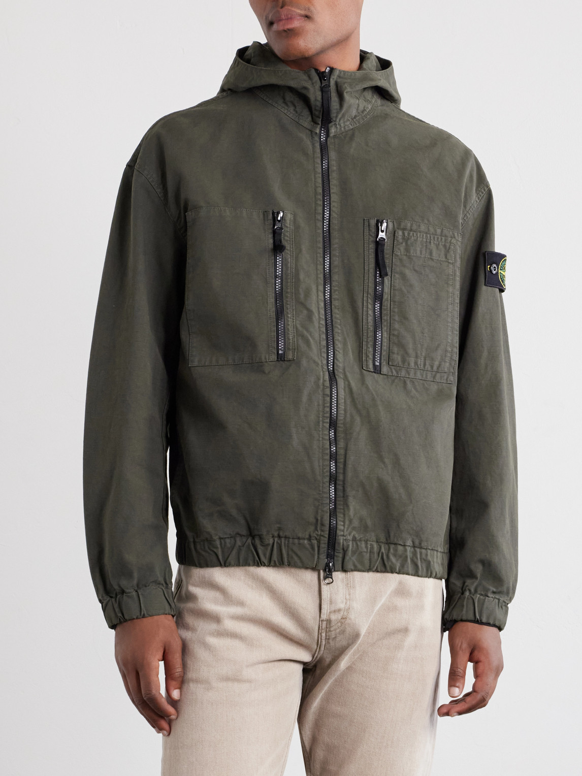 Garment-Dyed Organic Cotton Ripstop Hooded Jacket