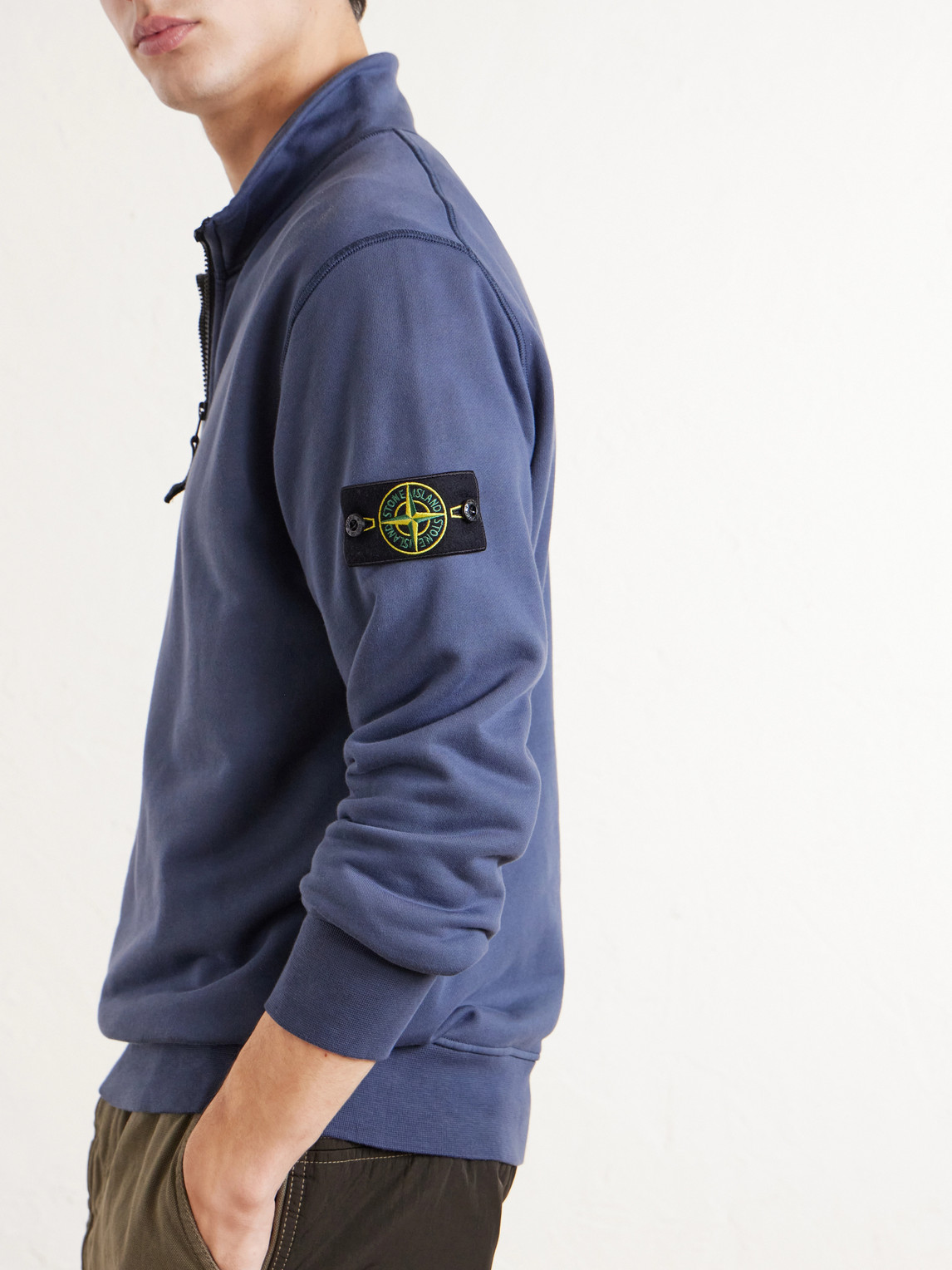Garment-Dyed Organic Cotton-Fleece Half-Zip Sweatshirt