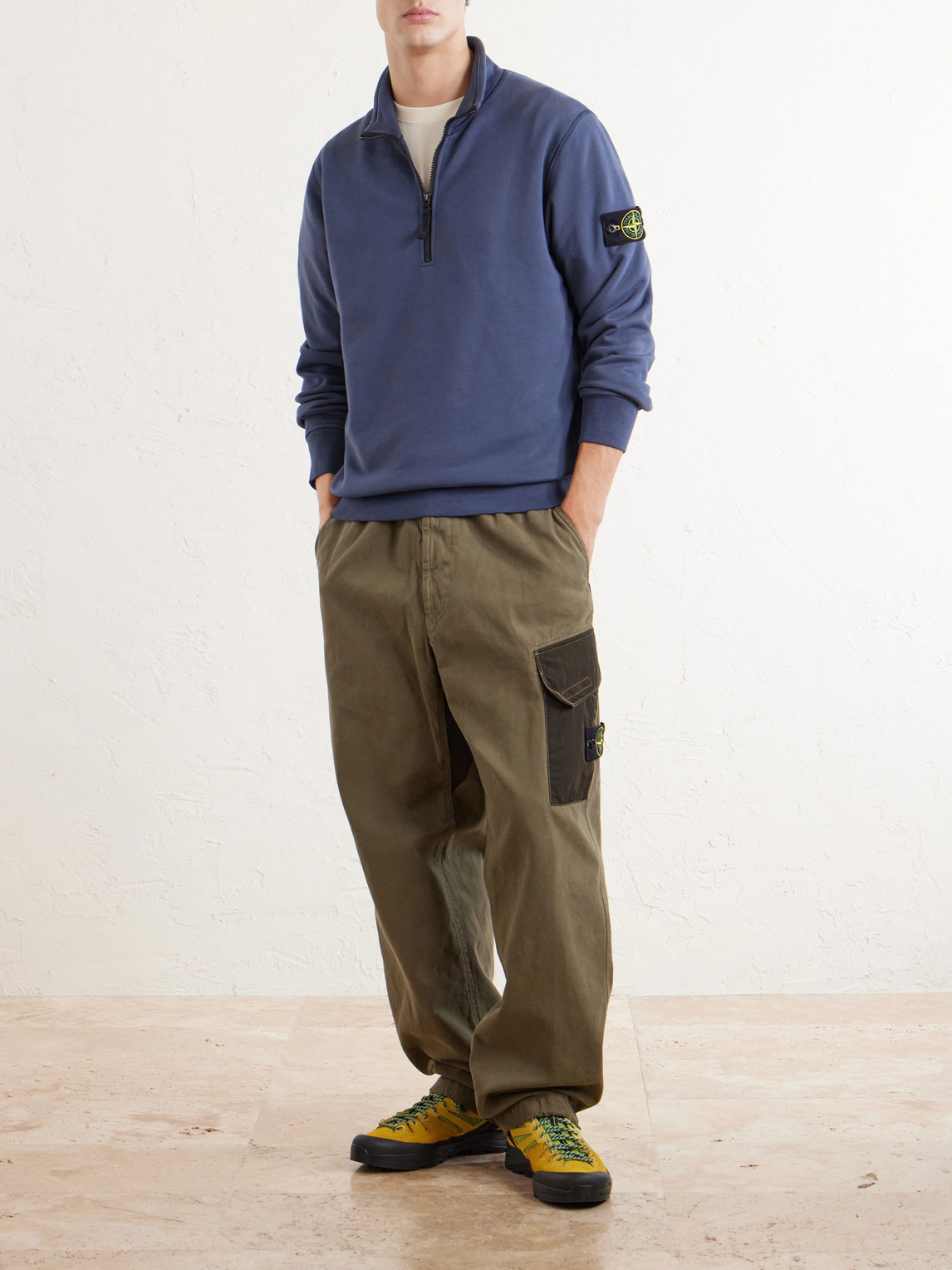 Garment-Dyed Organic Cotton-Fleece Half-Zip Sweatshirt
