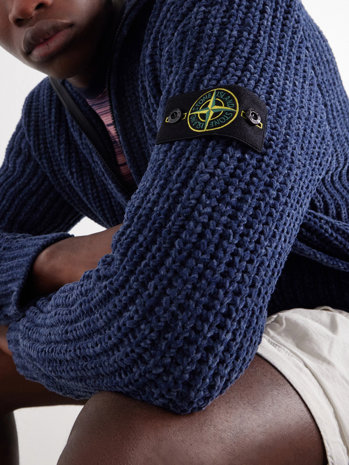 Knitted Mouliné Cotton-Chenille Zip-Up Hoodie