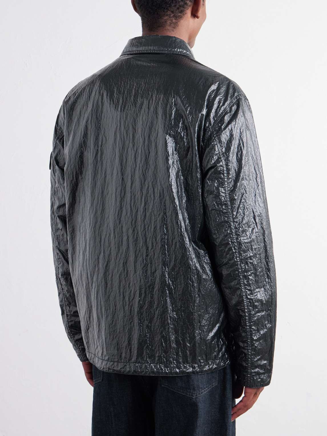 Garment-Dyed Nylon Lucido Zip-Up Jacket