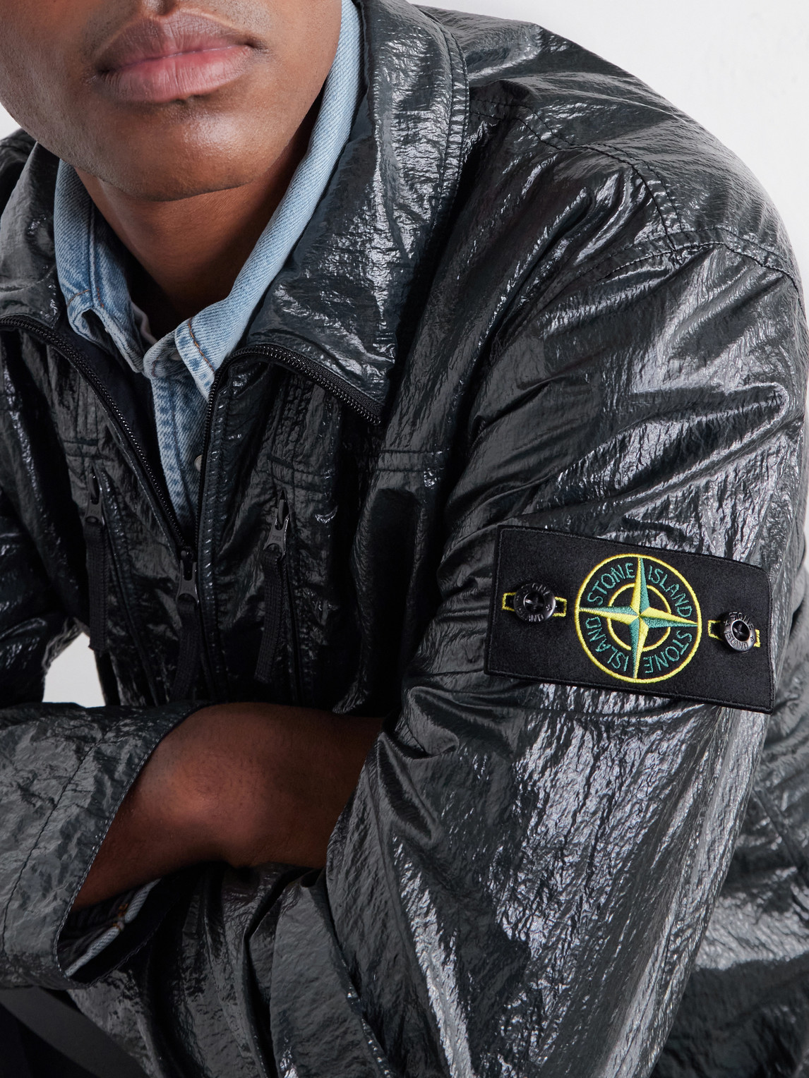 Garment-Dyed Nylon Lucido Zip-Up Jacket