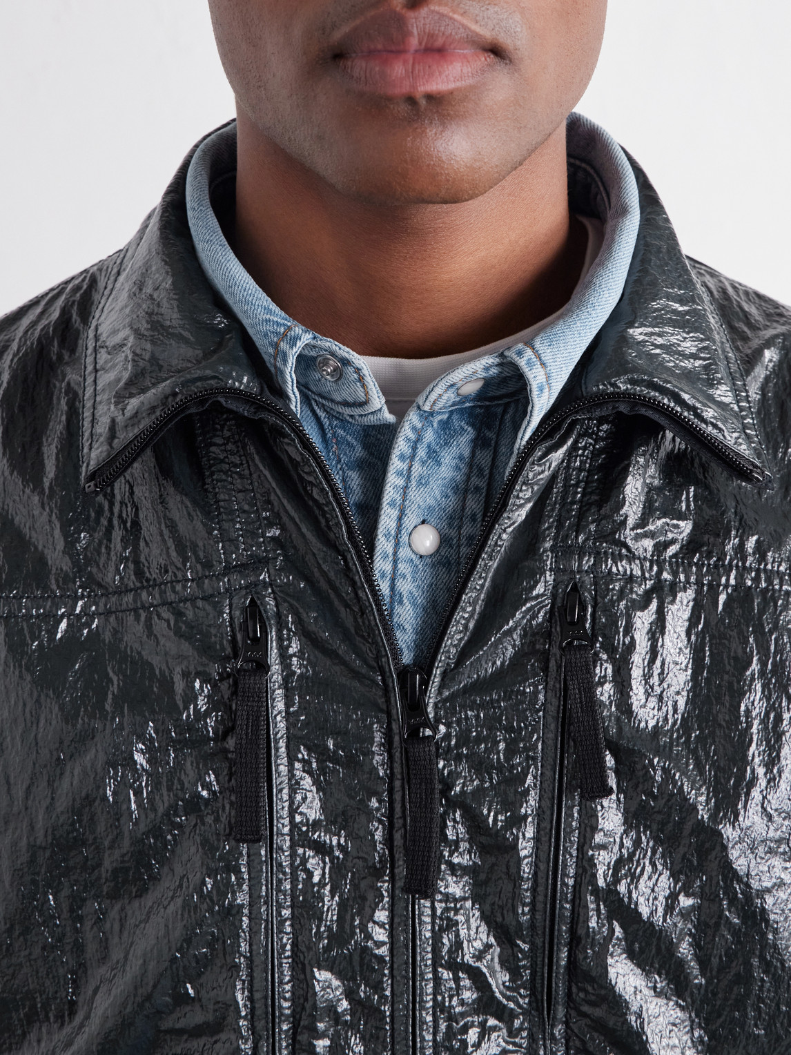 Garment-Dyed Nylon Lucido Zip-Up Jacket