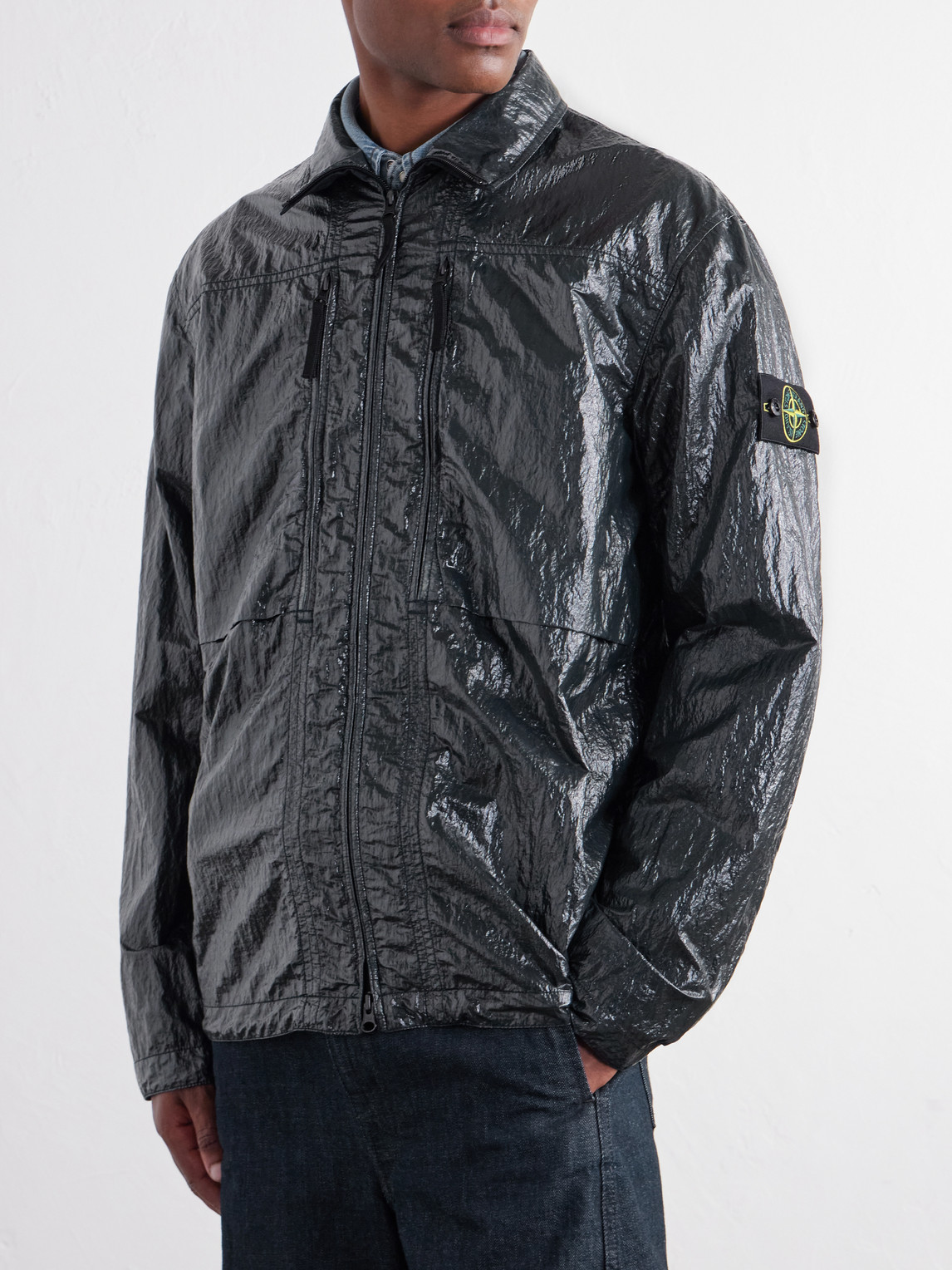 Garment-Dyed Nylon Lucido Zip-Up Jacket