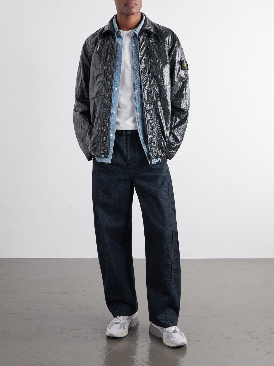 Garment-Dyed Nylon Lucido Zip-Up Jacket