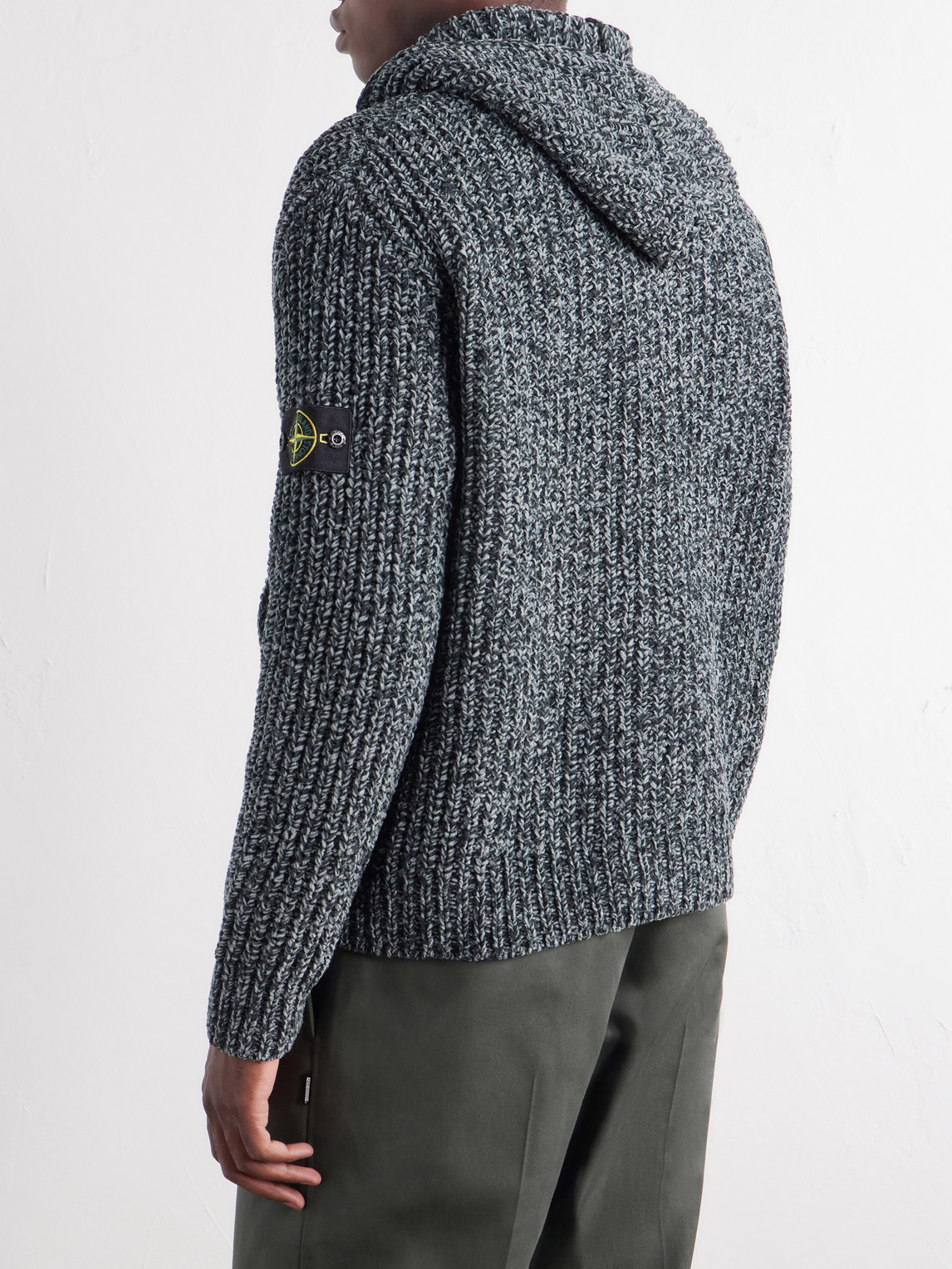Knitted Mouliné Cotton-Chenille Zip-Up Hoodie