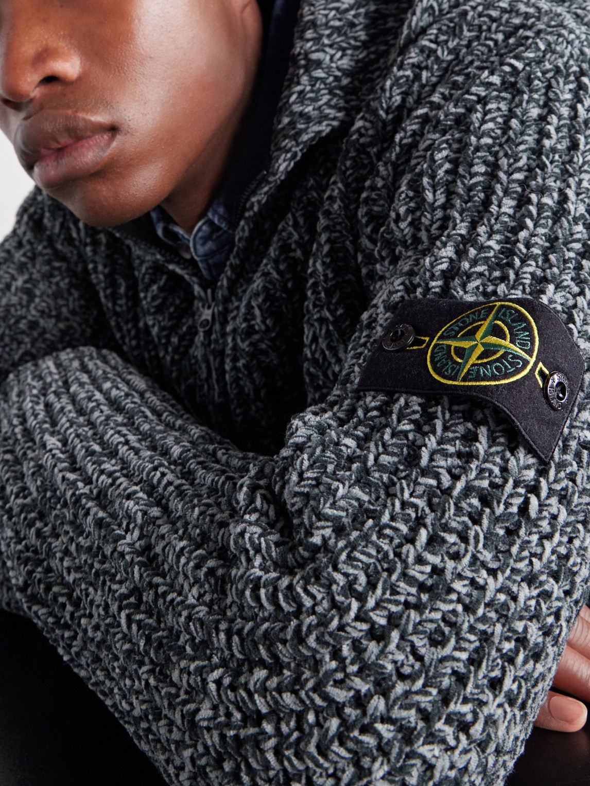 Knitted Mouliné Cotton-Chenille Zip-Up Hoodie