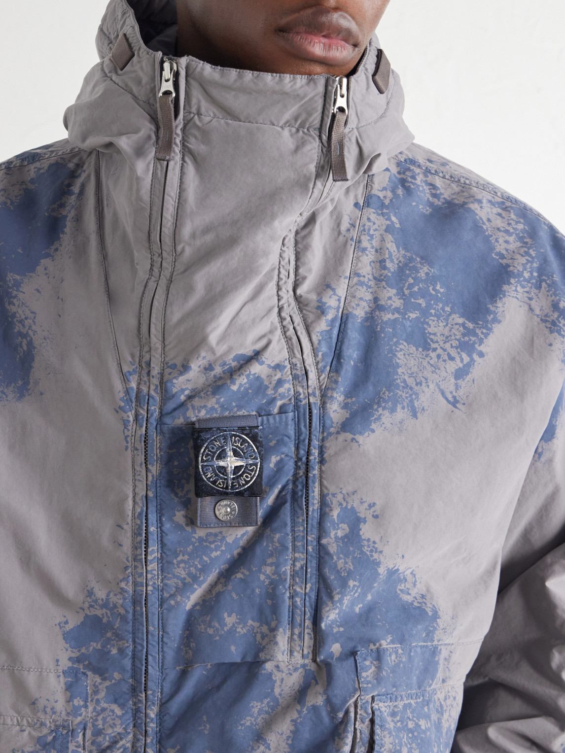 Garment-Dyed Paint-Splattered David Light-Tc Shell Hooded Parka
