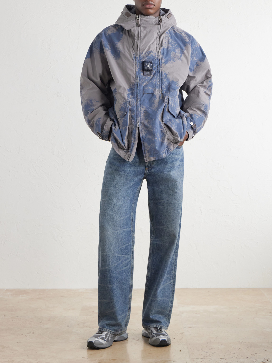 Garment-Dyed Paint-Splattered David Light-Tc Shell Hooded Parka