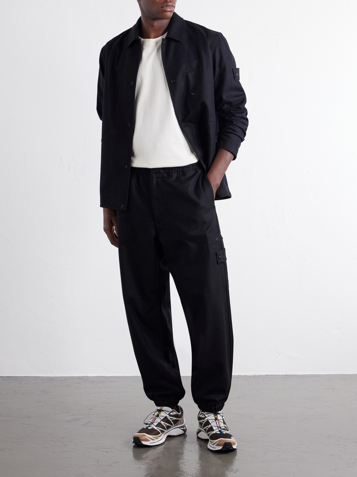 Ghost Tapered Wool And Nylon-Blend Flannel Drawstring Trousers