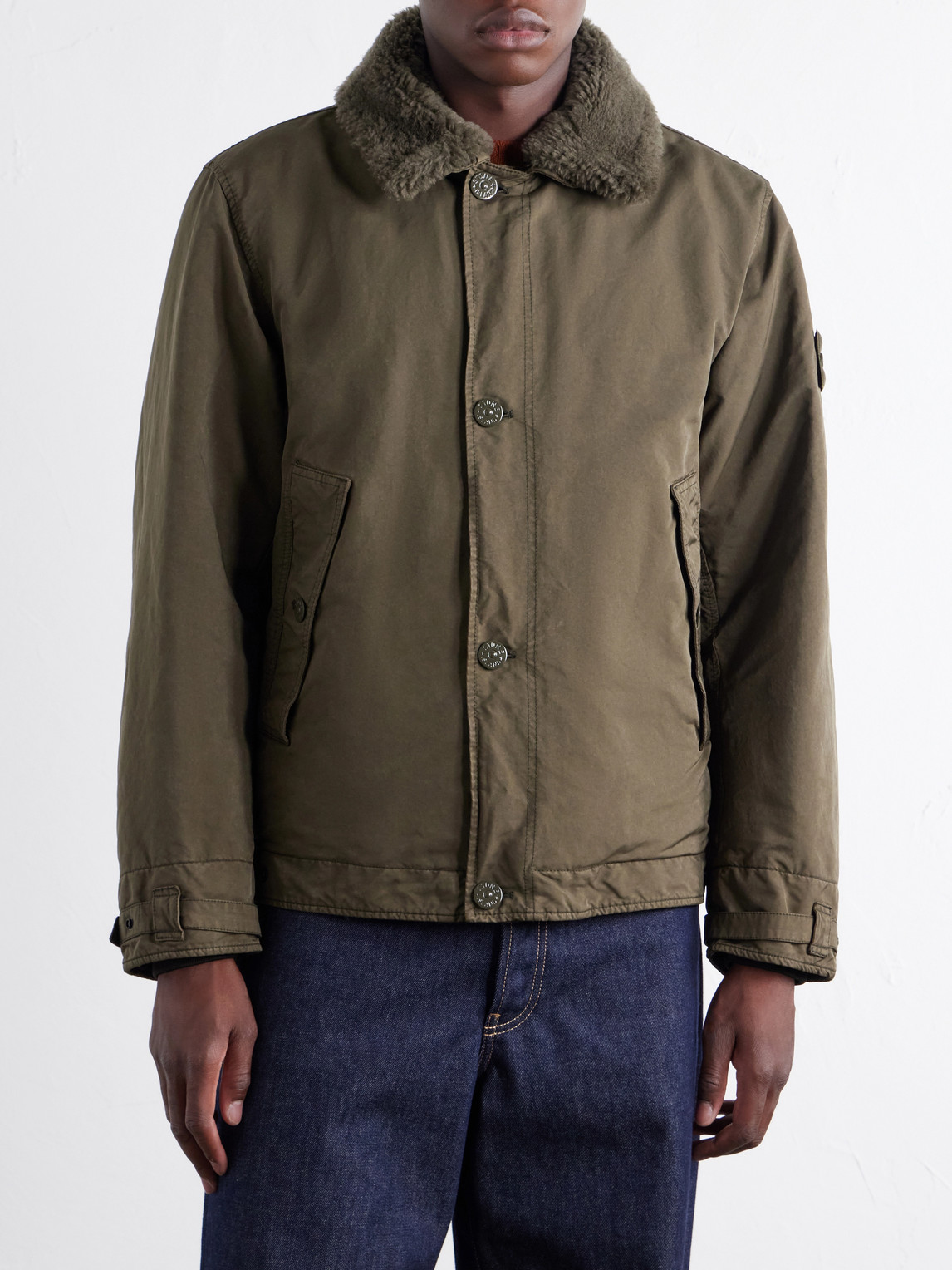 Ghost Shearling-Trimmed Padded Garment-Dyed David-Tc Shell Jacket
