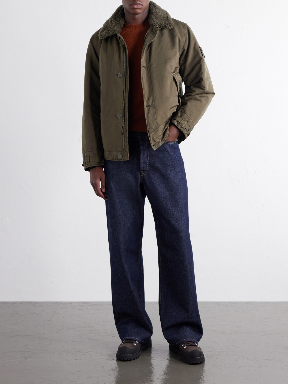 Ghost Shearling-Trimmed Padded Garment-Dyed David-Tc Shell Jacket