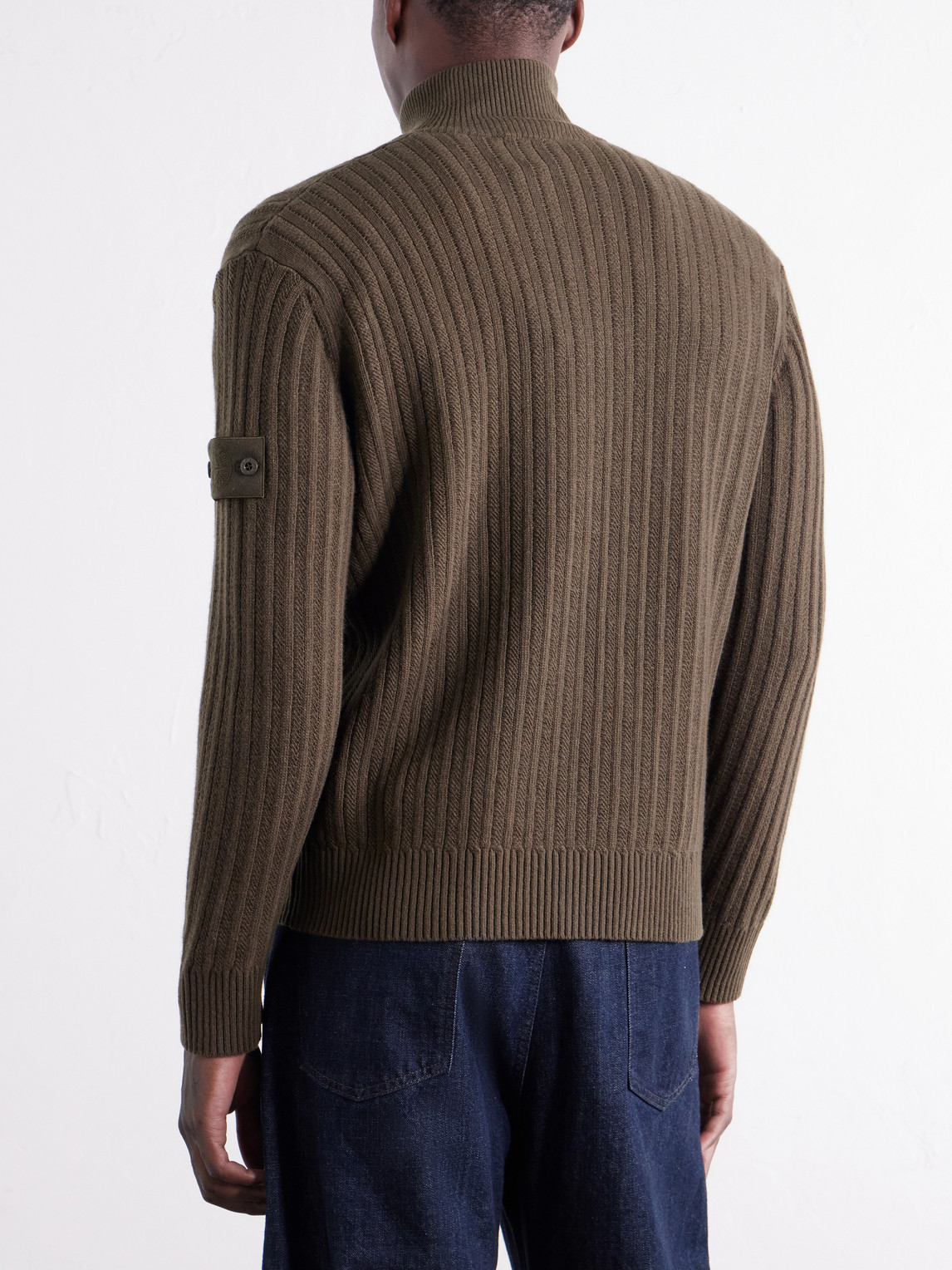 Ghost Ribbed Wool And Cashmere-Blend Zip-Up Cardigan